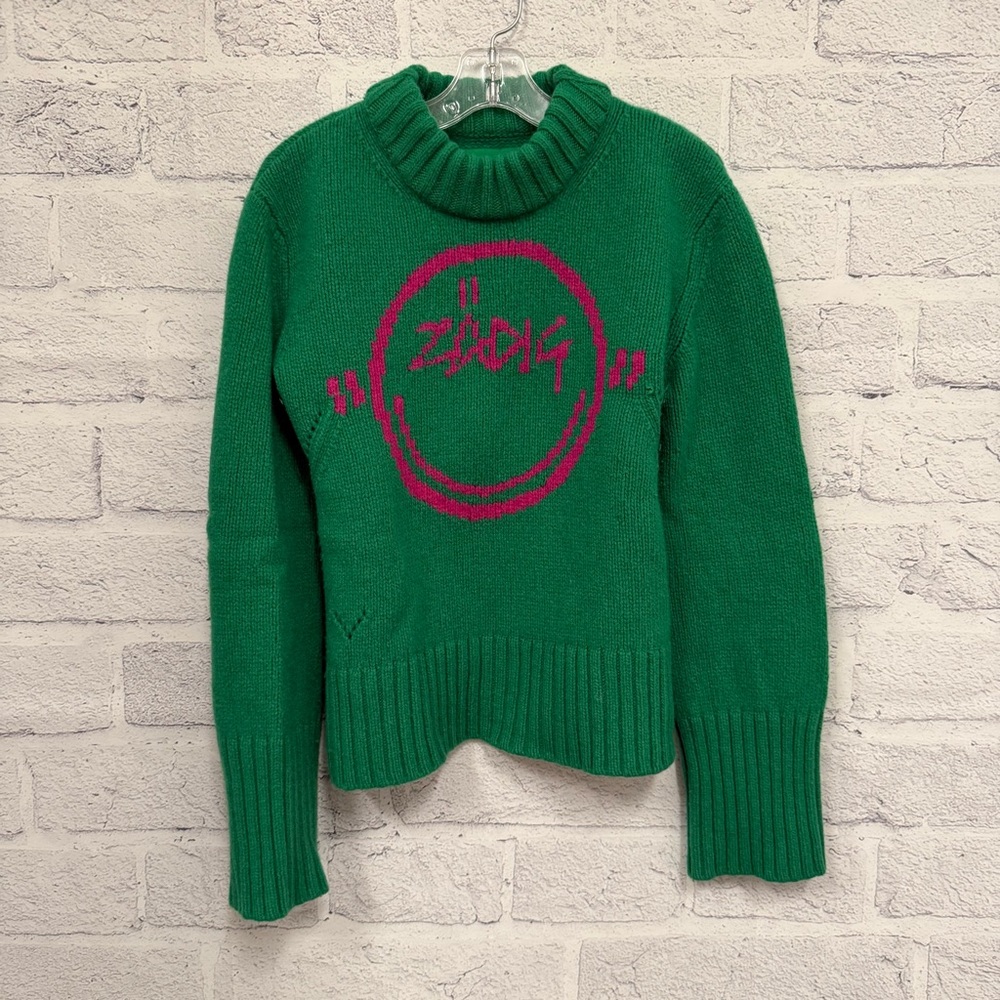 Zadig & Voltaire Pink and Green Turtleneck Sweater